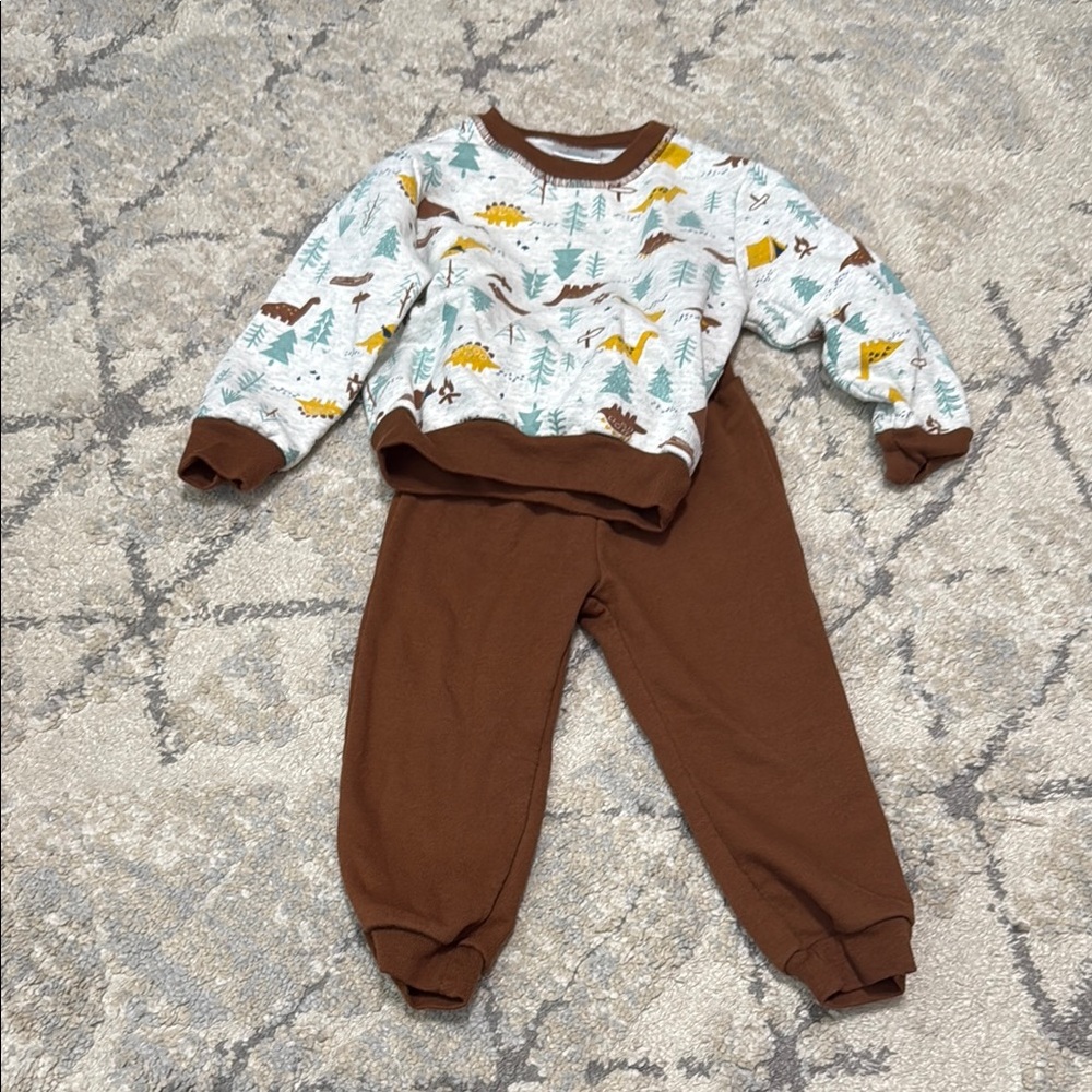 Brown Dinosaur Print Toddler  Set